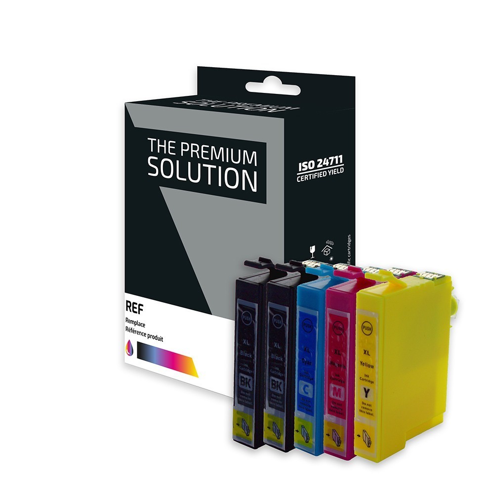 Epson E1636 Pack x 5 compatible avec C13T16364012 - Noir Cyan Magenta Jaune