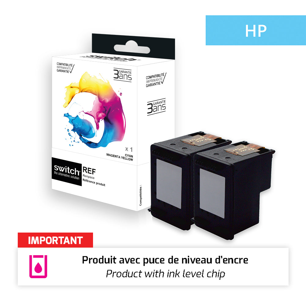 Hp 302XL - cartouche 'Ink Level' jet d'encre compatible F6U68AE - Black