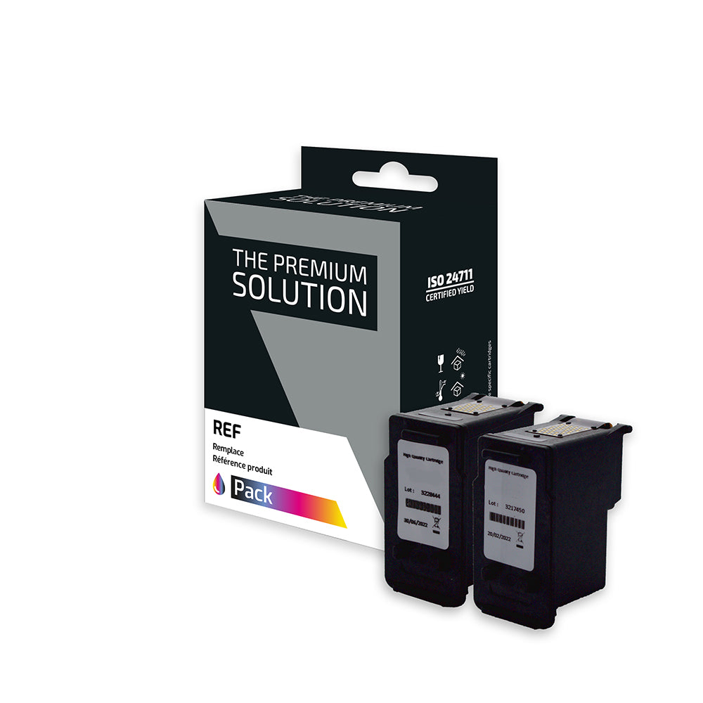 Canon C540/541 Pack x 2 compatible avec PG540, 5225B005 - CL541 CL, 5227B005 - Noir + Tricolor