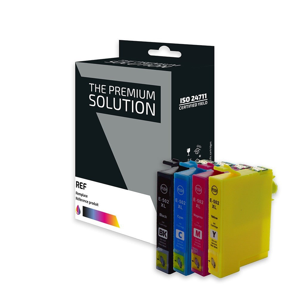 Epson E502XL Pack x 5 compatible avec C13T02W64010 - Noir Cyan Magenta Jaune