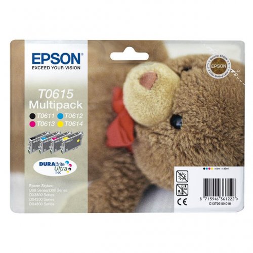 Epson E615 Pack x 4 original C13T06154010 - Noir Cyan Magenta Jaune