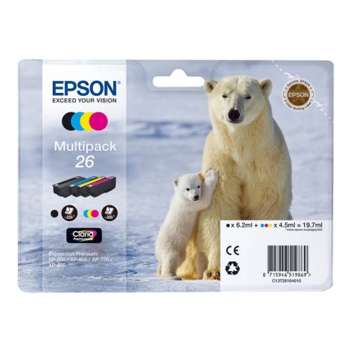 Epson KT2616 Pack x 4 original C13T26164010 - Noir Cyan Magenta Jaune