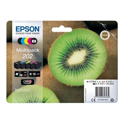 Epson K202 Pack x 5 original T02E7 - Noir Cyan Magenta Jaune Photo