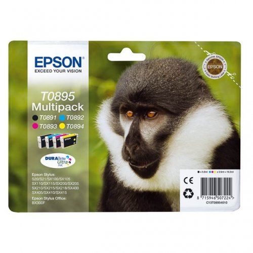 Epson E895 Pack x 4 original C13T0895 4011 - Noir Cyan Magenta Jaune