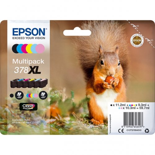 Epson KT3798 Pack x 6 original C13T37984010 - Noir Cyan Magenta Jaune