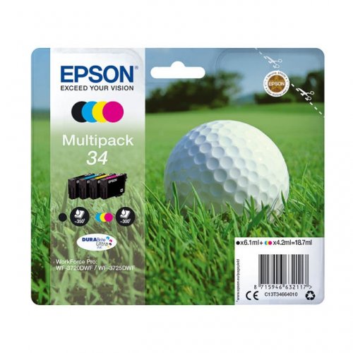 Epson KT3466 Pack x 4 original C13T34664010 - Noir Cyan Magenta Jaune