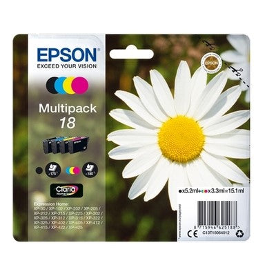 Epson KT1806 Pack x 4 original C13T18064010 - Noir Cyan Magenta Jaune