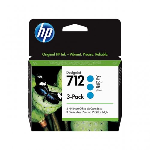 hp U712C Pack x 3 original 3ED77A, 712 - Cyan