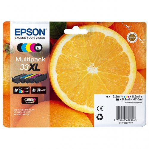 Epson KT3357 Pack x 5 original C13T33574011 - Noir Cyan Magenta Jaune